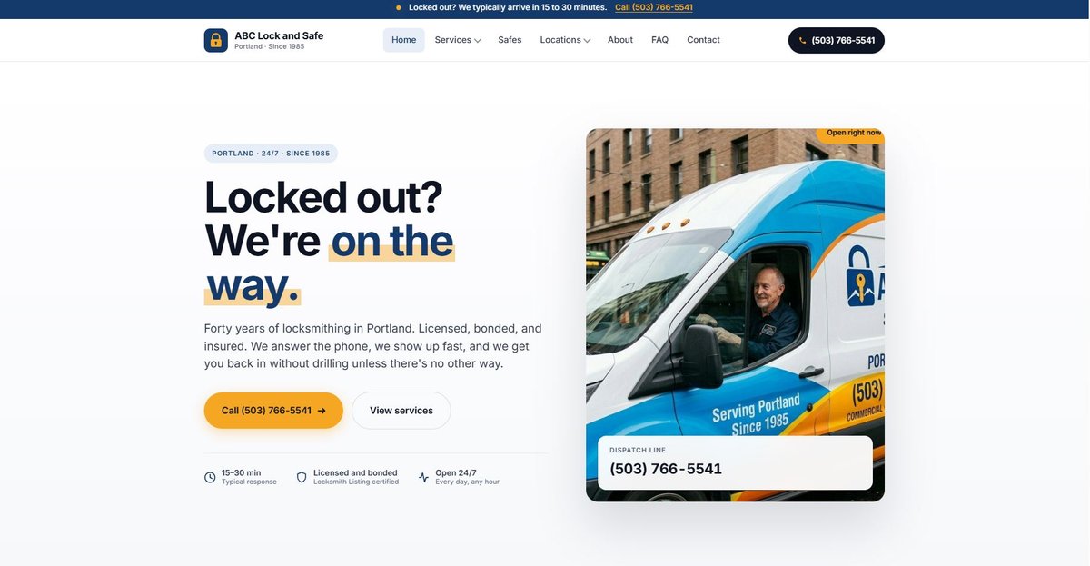 ABC Lock and Safe website