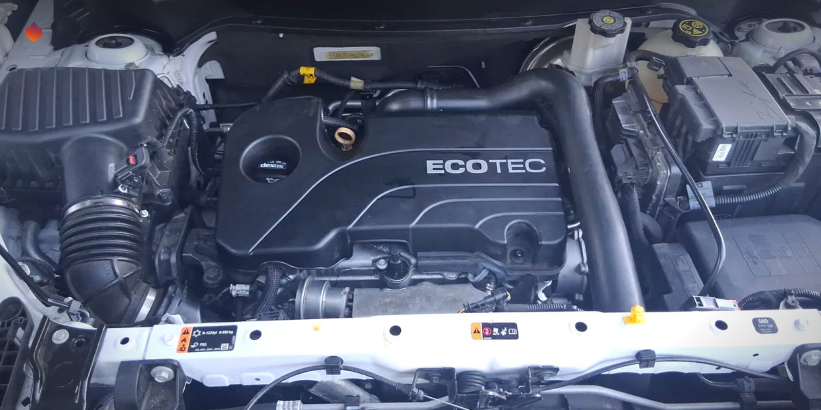 A Chevy Ecotec engine bay opened up during a Supercanic repair in Indio