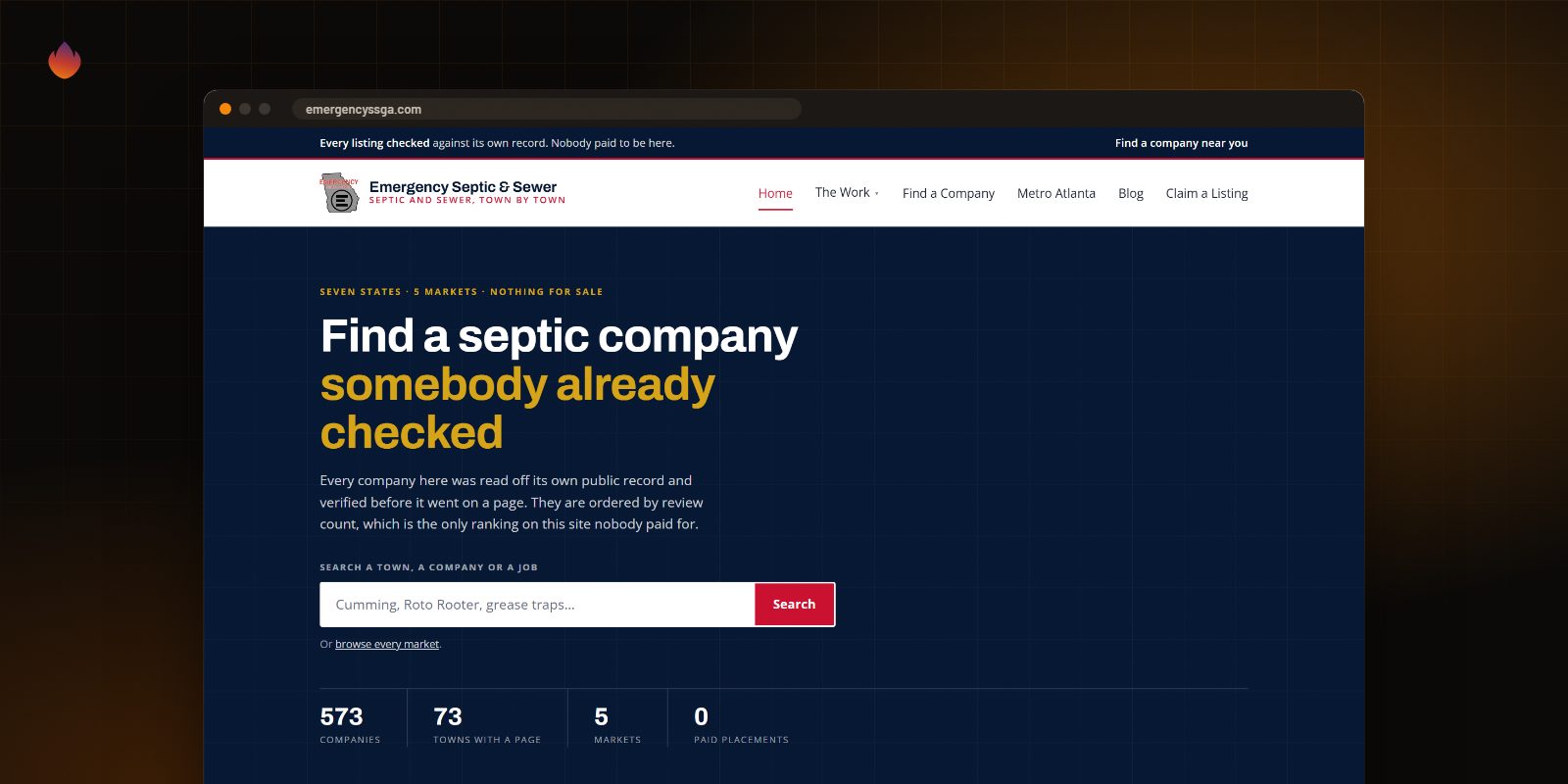 The Emergency Septic. Loud Phones. website, built by Clickflame