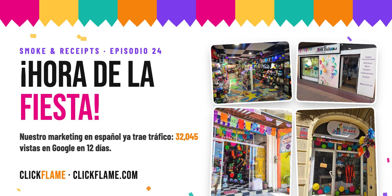 ¡Hora de la fiesta! Tiendas de fiestas de Fiesta Cerca y el marketing en español de Clickflame