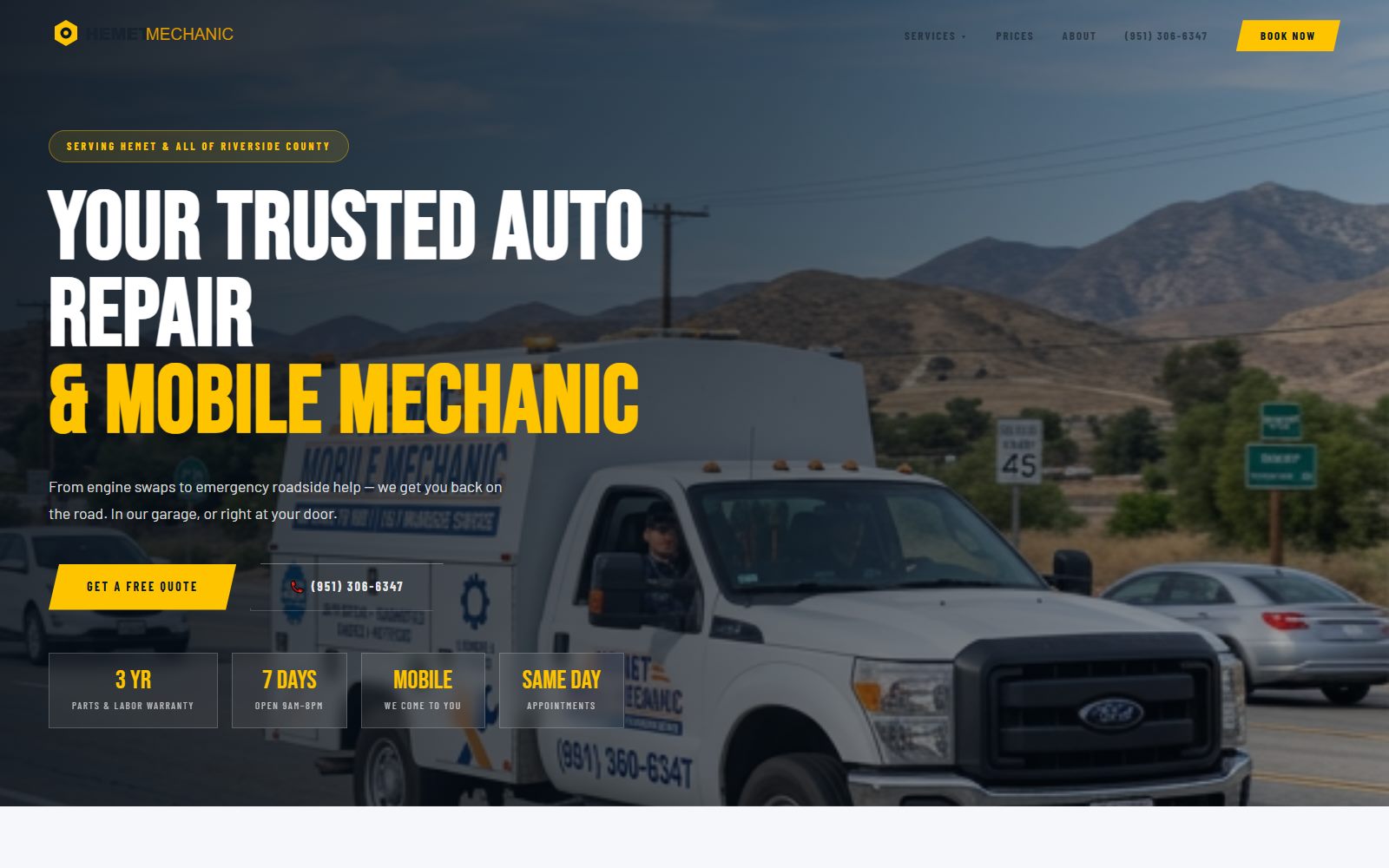 Hemet Mobile Mechanic website