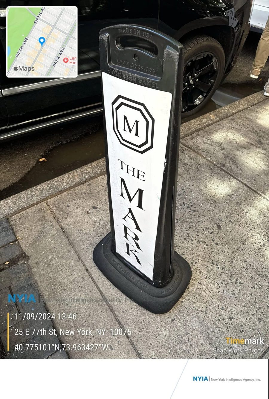 A field photo from an NYIA assignment on the Upper East Side, with a location and time stamp in the corner