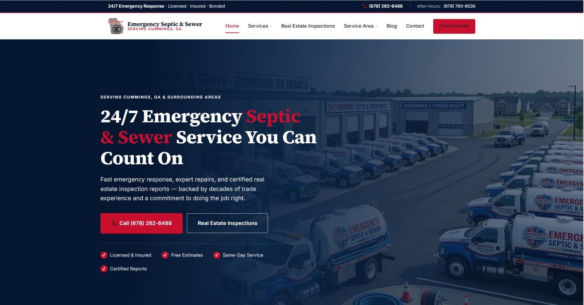 Emergency Septic & Sewer website