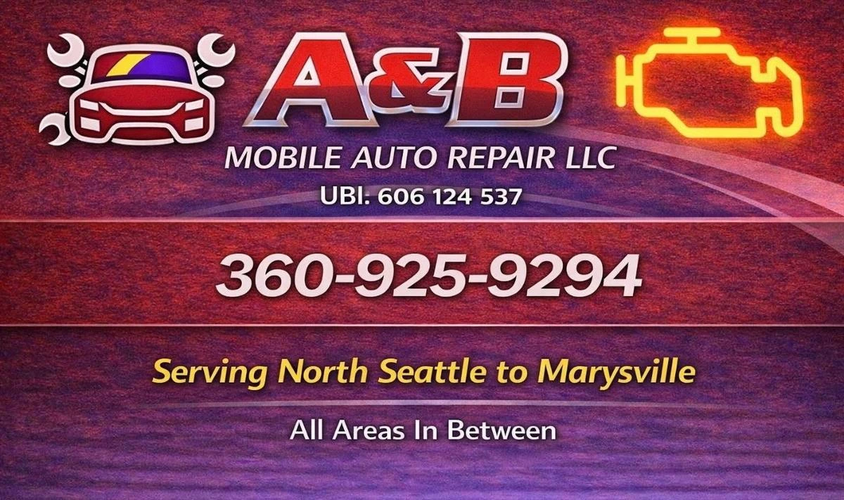 A&B Mobile Auto Repair LLC business card with phone 360-925-9294