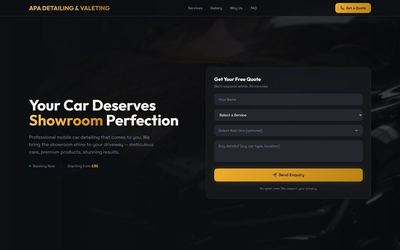 A Plus Auto Detail website built by Clickflame