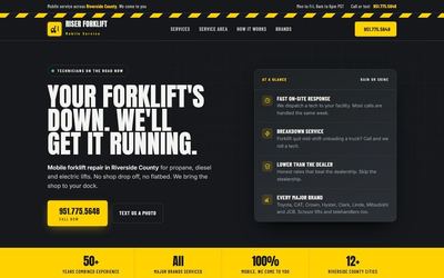Riser Forklift website screenshot