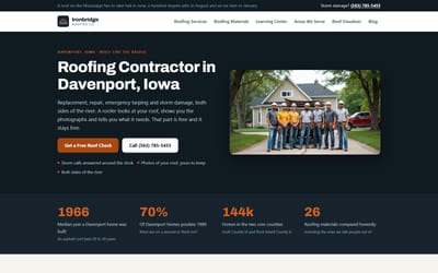 Ironbridge Roofing Co. website