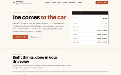 Joe-lopys Auto Repair website screenshot