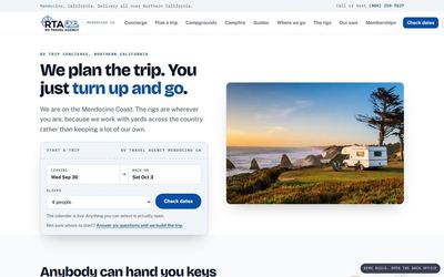 RV Travel Agency website screenshot