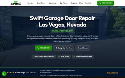 Swift Garage Door Repair website screenshot