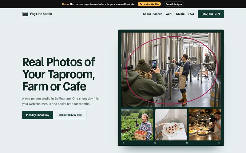 Marketing Agency website design, Contact Sheet style, desktop view