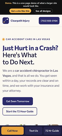 Chiropractor website design on a phone