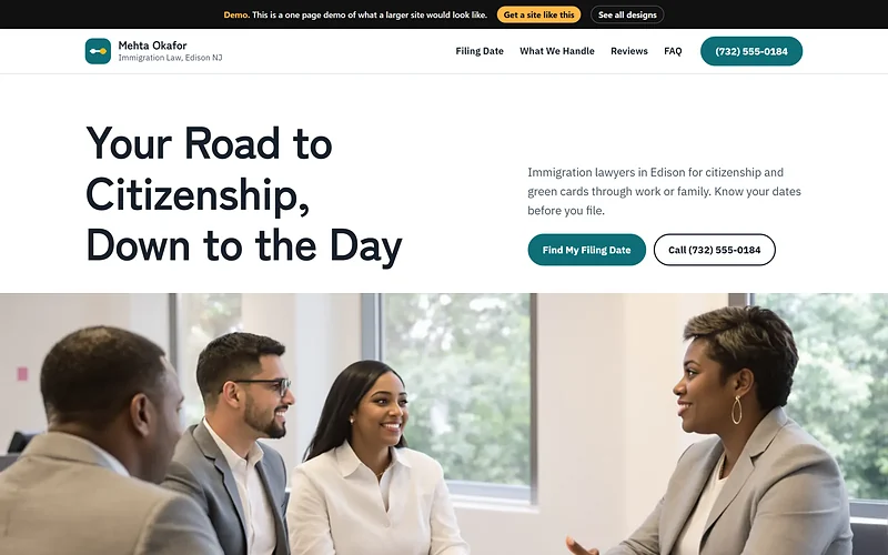 Immigration website design, Timetable Teal style, desktop view