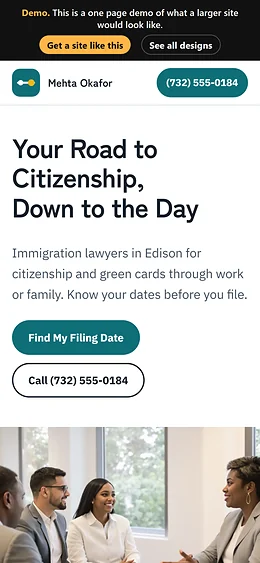 Immigration website design on a phone