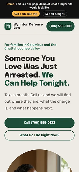 Criminal Defense website design on a phone