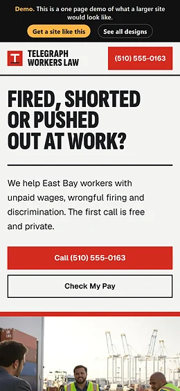 Employment Law website design on a phone