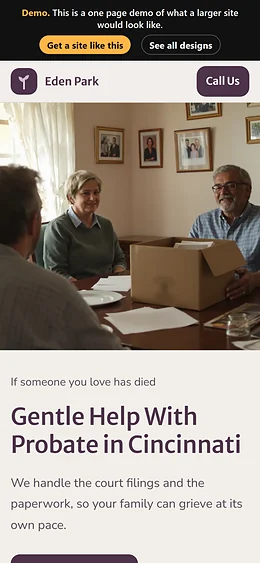 Probate website design on a phone
