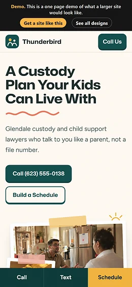 Child Custody and Support website design on a phone