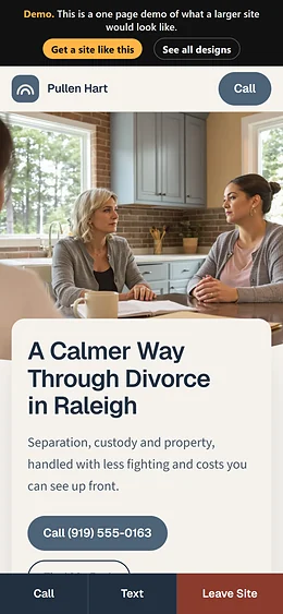 Family Law website design on a phone