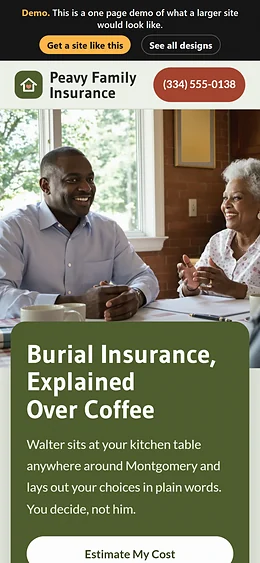 Final Expense Insurance website design on a phone