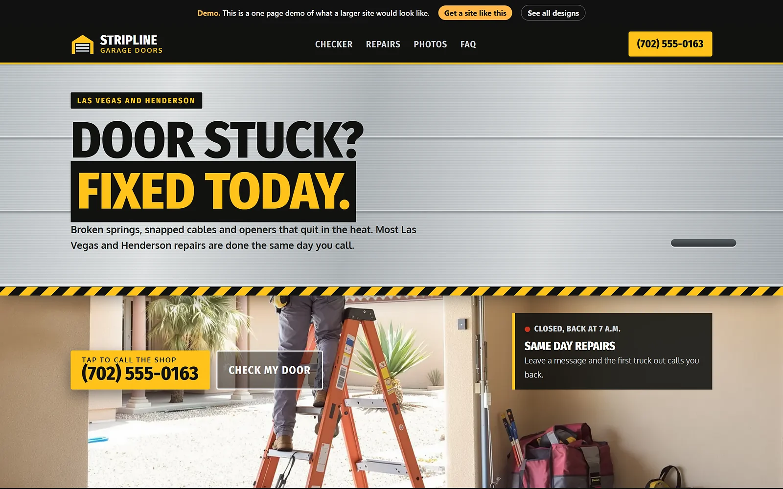 Garage Door Repair website design, Steel Door Service style, desktop view