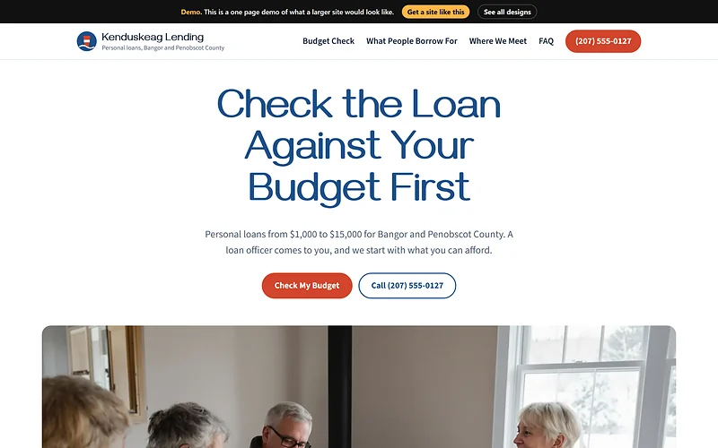 Personal Loans website design, Buoy Paint style, desktop view