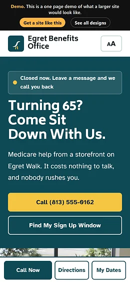 Medicare Insurance website design on a phone