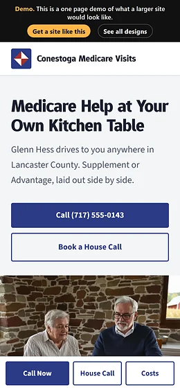 Medicare Insurance website design on a phone