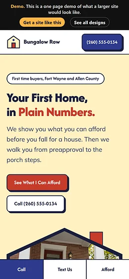 Mortgage (Purchase) website design on a phone