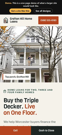 Mortgage (Purchase) website design on a phone