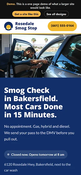 Smog Check website design on a phone