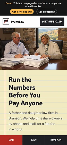 Timeshare Exit website design on a phone