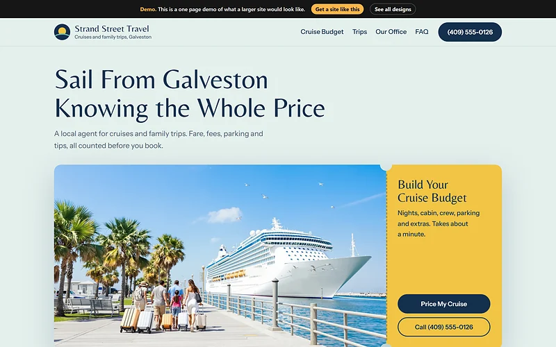 Travel Agency website design, Boarding Pass style, desktop view
