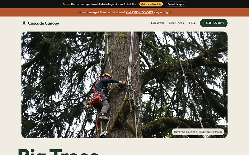 Tree Service design, Earthy Editorial style