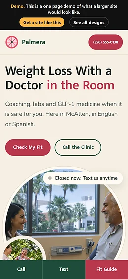 Medical Weight Loss website design on a phone
