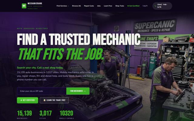 MechanicRank website built by Clickflame