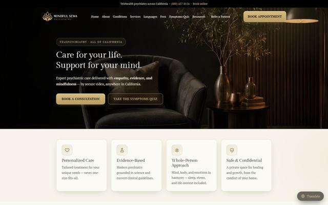 Mindful Sewa Psychiatry website built by Clickflame