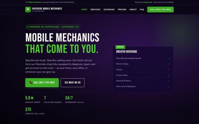 Riverside Mobile Mechanics website built by Clickflame
