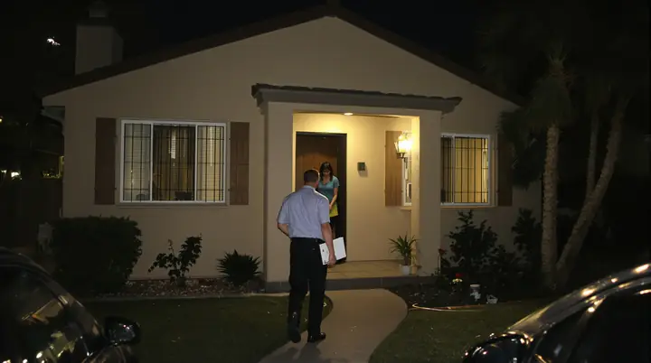 Our agent arriving at a family's home in San Bernardino at night