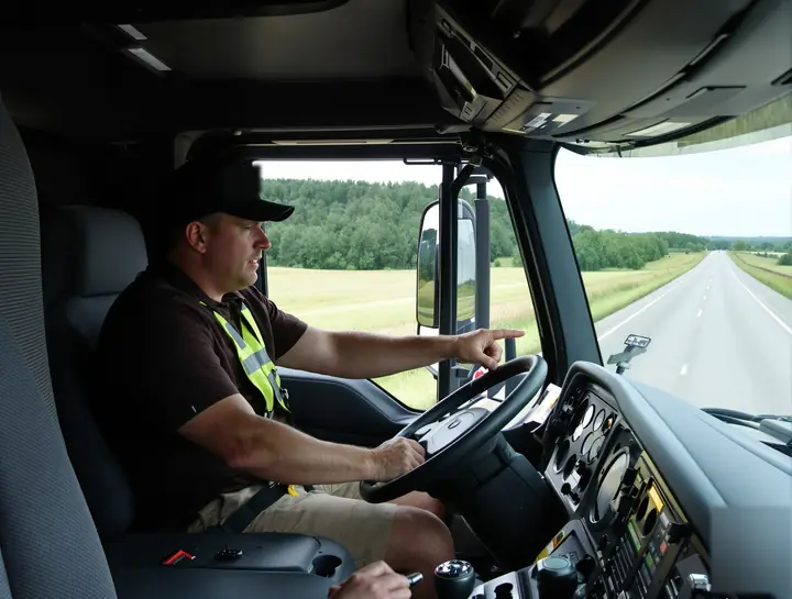 Instructor riding along on a two lane highway lesson
