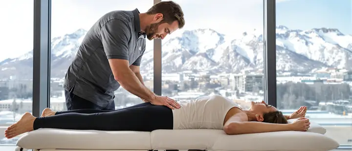 Treatment with a view of the Wasatch Range