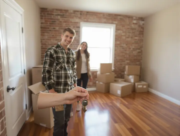 Couple on move in day in their Shreveport rental house