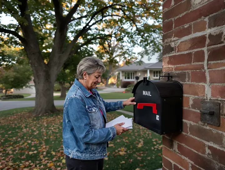 Woman bringing in the mail at her College Hill bungalow