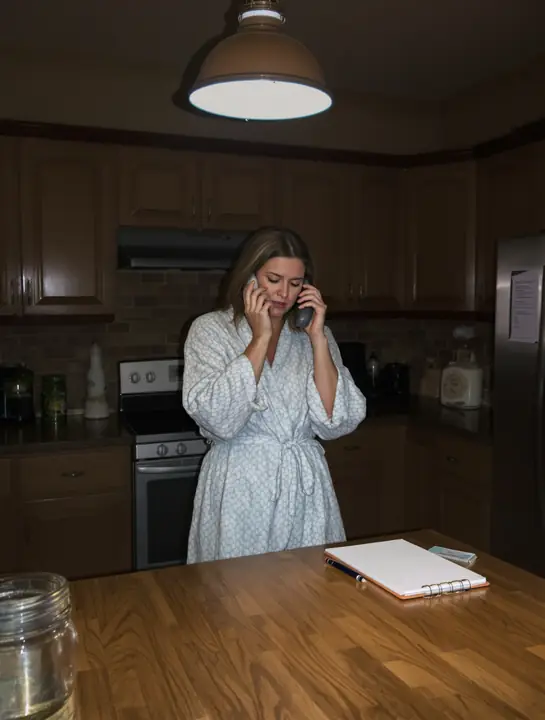 A mother on the phone late at night after an arrest