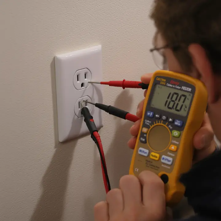 Testing an outlet with a multimeter