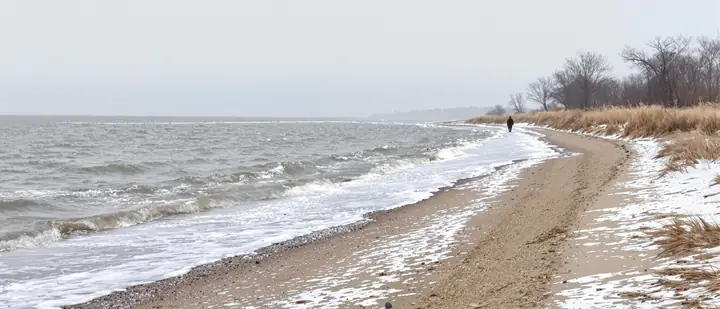 Shelf ice forming on the Lake Erie shore at Presque Isle