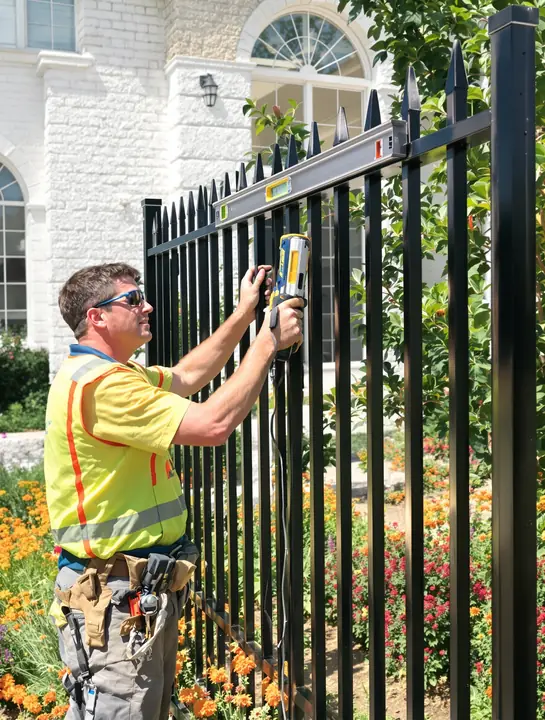 Black iron fence around a front yard in New Braunfels