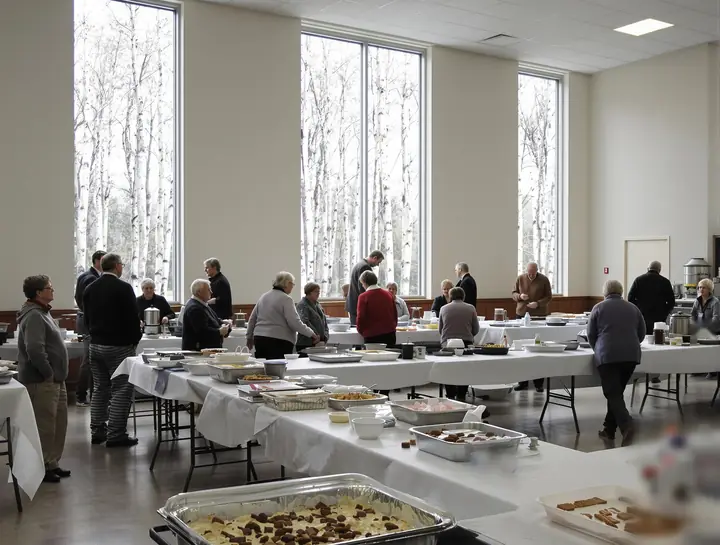 A church fellowship hall lunch after a funeral in Minnesota