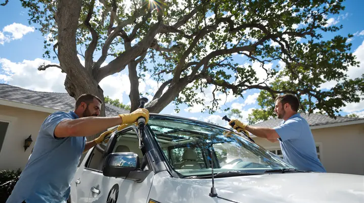 New windshield going in under the oaks