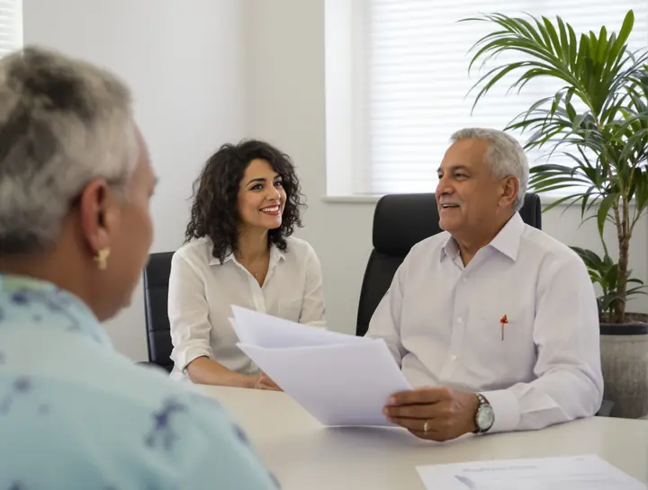 Our paralegal Carmen going over papers with a client in Spanish
